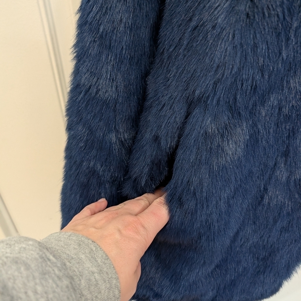 NWT ASOS Blue Faux Fur Coat - Picture 7 of 8